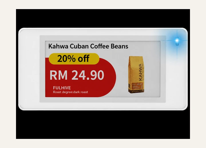Compact Fulhive electronic shelf label for dense retail shelving